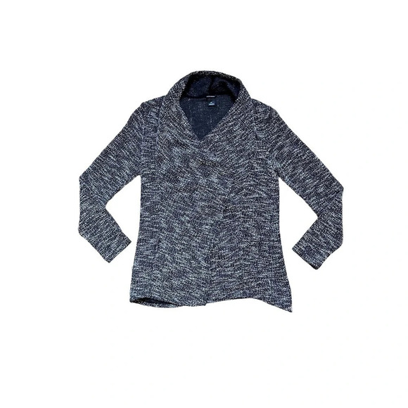 Club Monaco Open-Drape Shawl Cardigan Sweater Knit Topper Black & White Size S/P - Picture 2 of 5